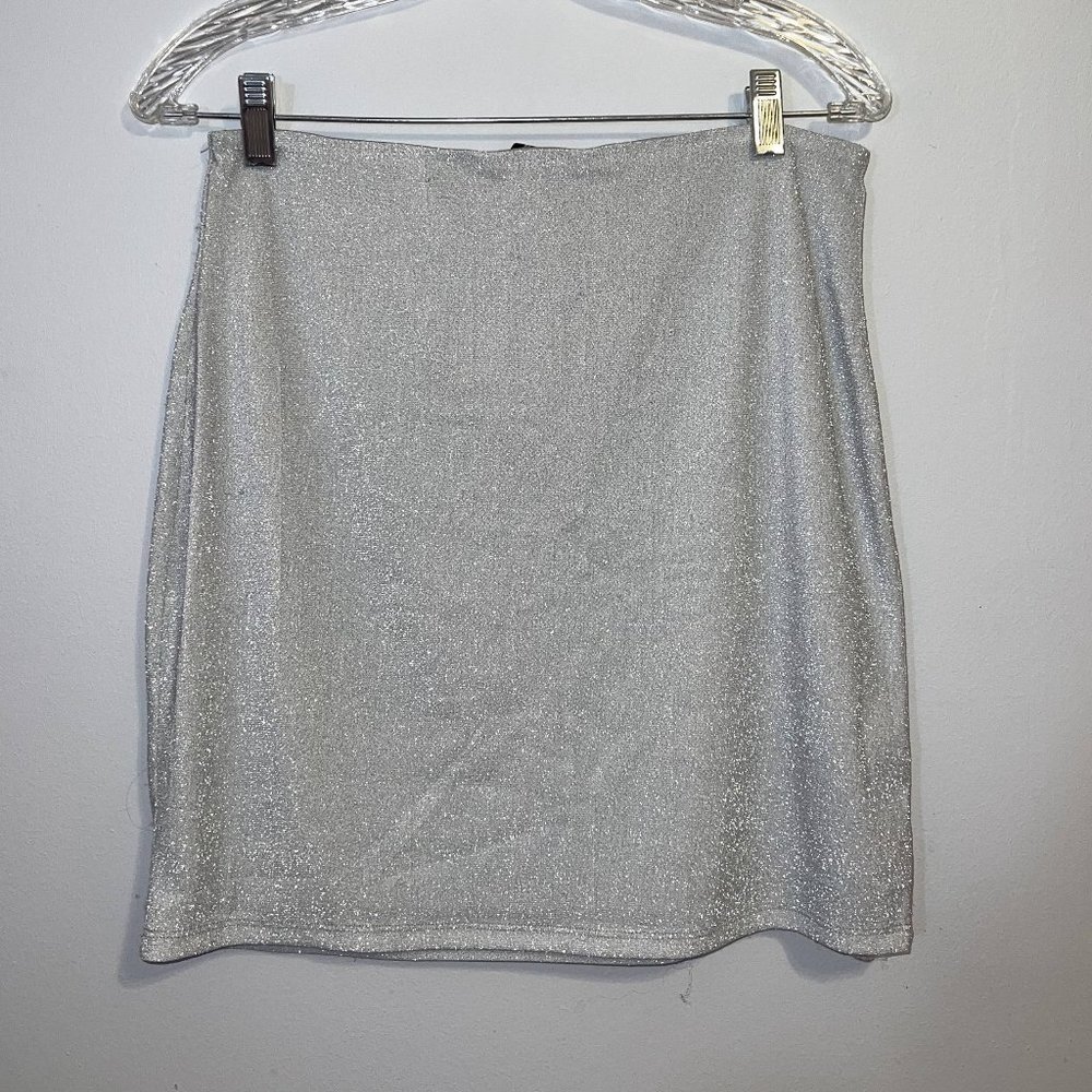 Silver Sparkle Pencil Skirt